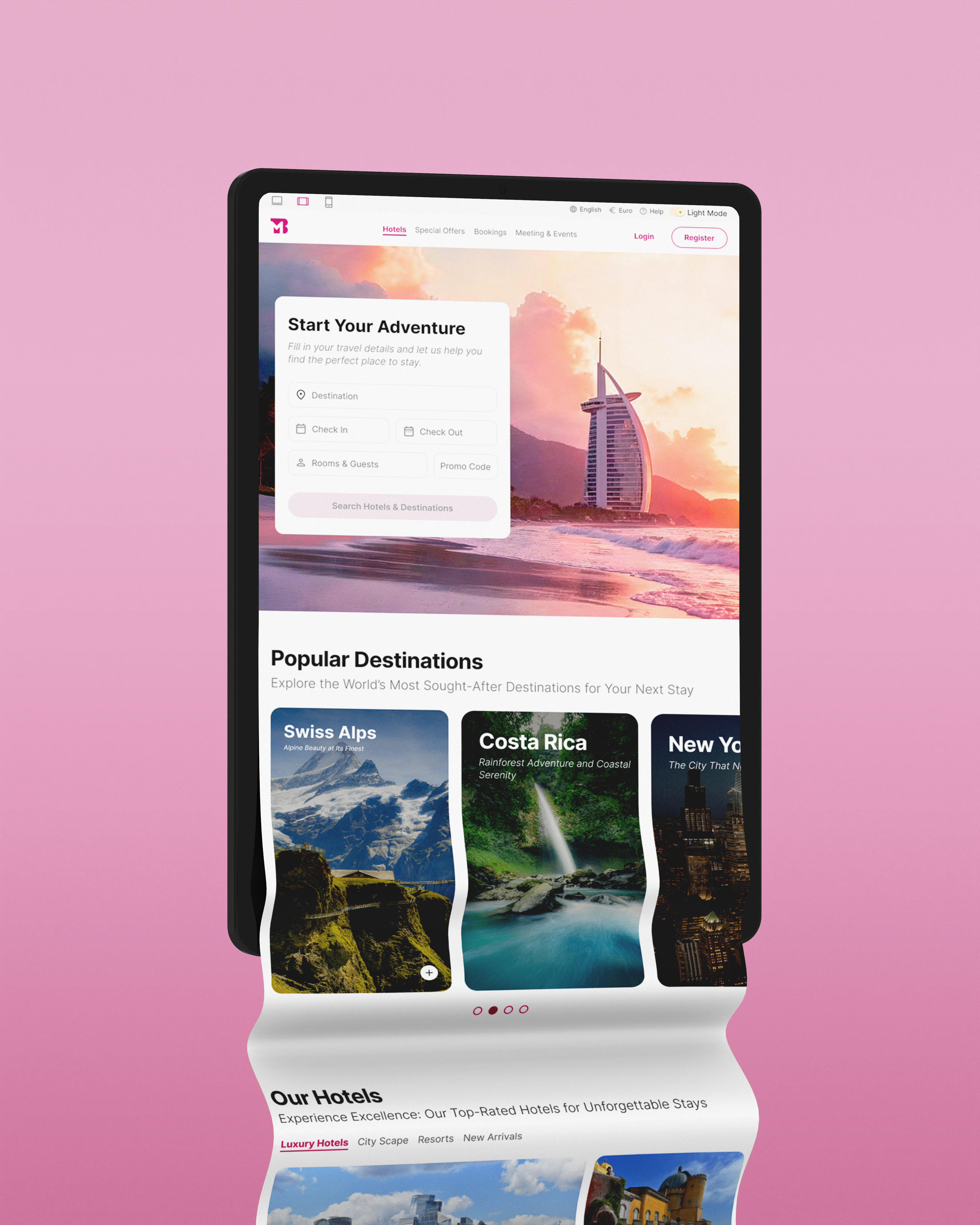 Hotel Booking project mockup